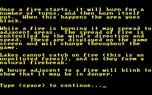 Adventure Quest IV IBM PC/Compatibles Screenshot: Fire Fighter - Game instructions, part 2.