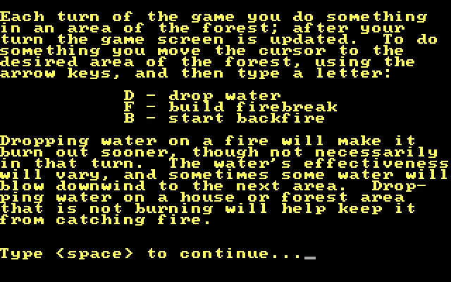 Adventure Quest IV IBM PC/Compatibles Screenshot: Fire Fighter - Game instructions, part 3...