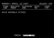 Adventure Quest IV for Apple II - Wagons West - Oh no, wild animals attack!