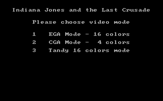 Indiana Jones and the Last Crusade: The Action Game IBM PC/Compatibles Screenshot: Select video mode.