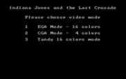 Indiana Jones and the Last Crusade: The Action Game for IBM PC/Compatibles - Select video mode.