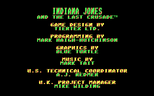 Indiana Jones and the Last Crusade: The Action Game IBM PC/Compatibles Screenshot: Game credits.