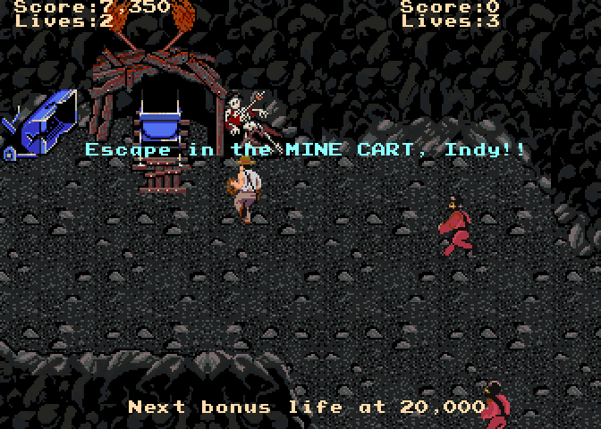 Indiana Jones and the Temple of Doom Arcade Screenshot: Time to escape!