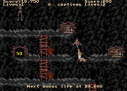 Indiana Jones and the Temple of Doom for Arcade - Using the whip to cross a gap in the platform...