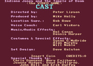 Indiana Jones and the Temple of Doom for Arcade - Attract mode; game credits.