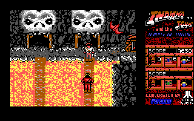 Indiana Jones and the Temple of Doom IBM PC/Compatibles Screenshot: Avoid or whip the giant bats...