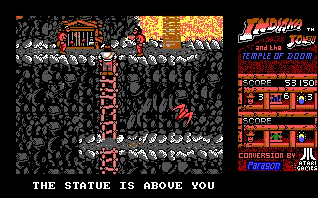 Indiana Jones and the Temple of Doom IBM PC/Compatibles Screenshot: The statue is somewhere above me...