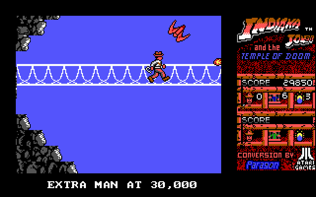 Indiana Jones and the Temple of Doom IBM PC/Compatibles Screenshot: Crossing the bridge...