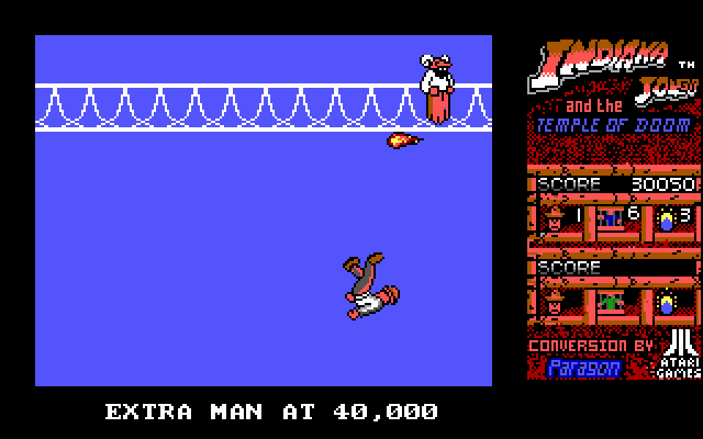 Indiana Jones and the Temple of Doom IBM PC/Compatibles Screenshot: Mola Ram knocked me off of the bridge...