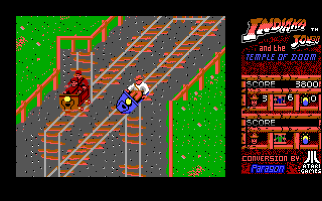Indiana Jones and the Temple of Doom IBM PC/Compatibles Screenshot: Racing through the mines...