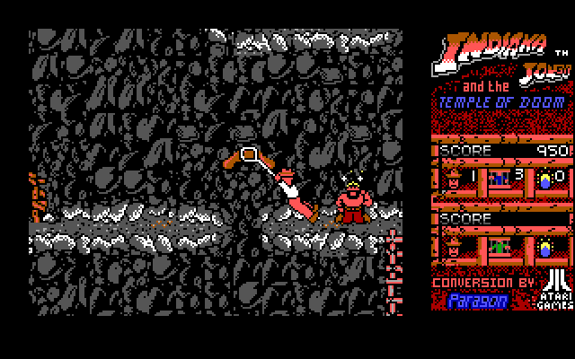 Indiana Jones and the Temple of Doom IBM PC/Compatibles Screenshot: Swing across gaps in the path.