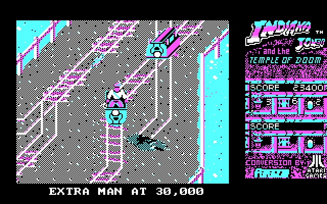 Indiana Jones and the Temple of Doom IBM PC/Compatibles Screenshot: Some mine cart tracks have dead ends, be careful!