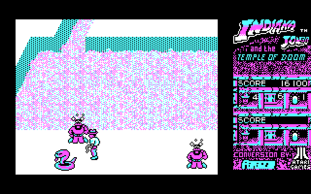 Indiana Jones and the Temple of Doom IBM PC/Compatibles Screenshot: Knocked out a couple of guards...
