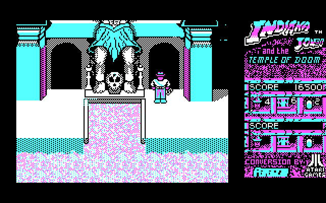 Indiana Jones and the Temple of Doom IBM PC/Compatibles Screenshot: I have the stone, time to get out of here!