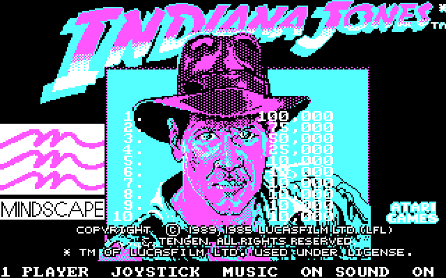 Indiana Jones and the Temple of Doom IBM PC/Compatibles Screenshot: High scores.