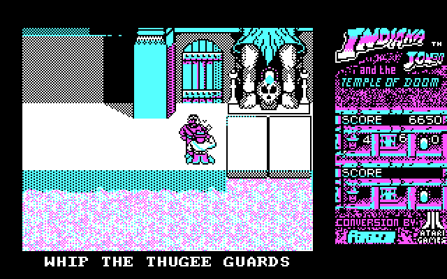 Indiana Jones and the Temple of Doom IBM PC/Compatibles Screenshot: Whip the thugee guards...