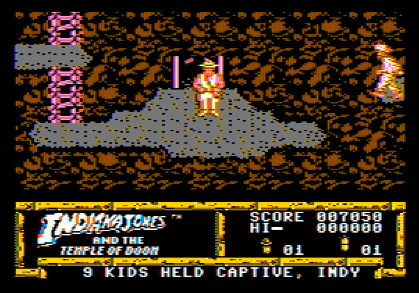 Indiana Jones and the Temple of Doom Apple II Screenshot: Start of the next round...