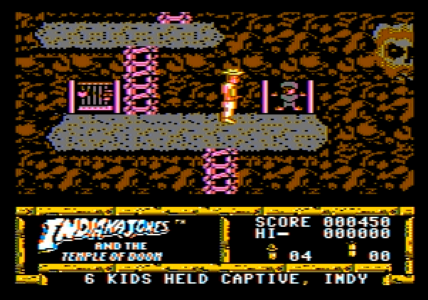Indiana Jones and the Temple of Doom Apple II Screenshot: Rescued one of the captive children.