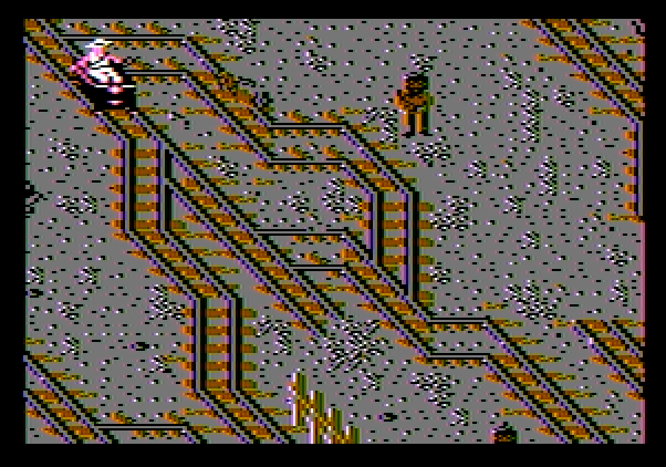Indiana Jones and the Temple of Doom Apple II Screenshot: Avoid the dead end tracks!