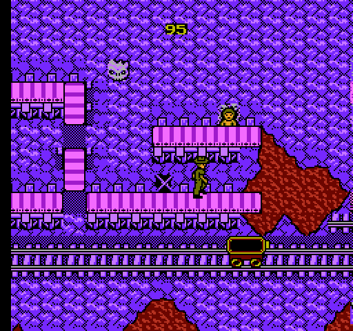 Indiana Jones and the Temple of Doom NES / Famicom Screenshot: Here's a mine cart to jump into.