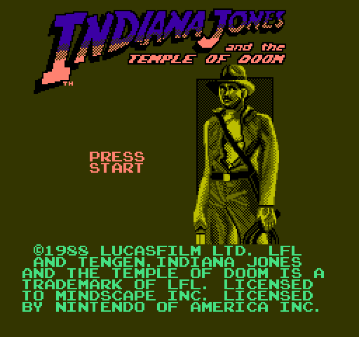 Indiana Jones and the Temple of Doom NES / Famicom Screenshot: Title screen.