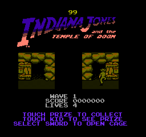 Indiana Jones and the Temple of Doom NES / Famicom Screenshot: Ready to begin wave 1?