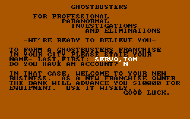 Ghostbusters IBM PC/Compatibles Screenshot: Forming a new Ghostbusters franchise...