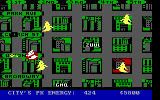 Ghostbusters IBM PC/Compatibles Screenshot: Map of the city...here come some ghosts!