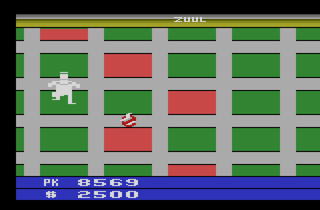 Ghostbusters Atari 2600 Screenshot: It's a marshmallow catastrophe!