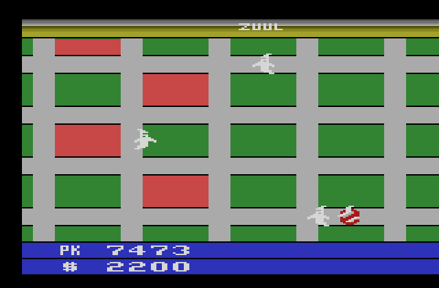 Ghostbusters Atari 2600 Screenshot: Lots of ghosts now!