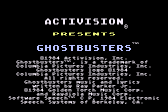 Ghostbusters Atari 8-bit Screenshot: Title / loading screen.