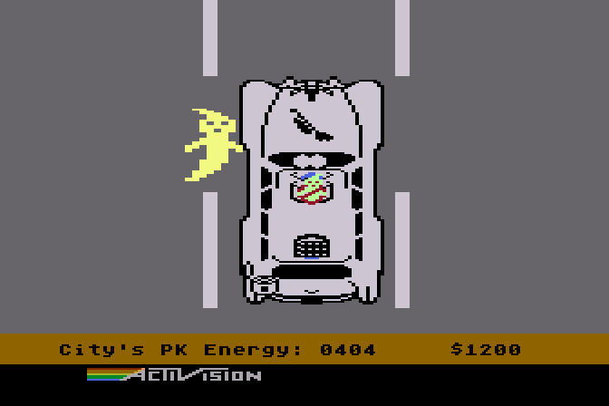 Ghostbusters Atari 8-bit Screenshot: Try to catch this ghost!