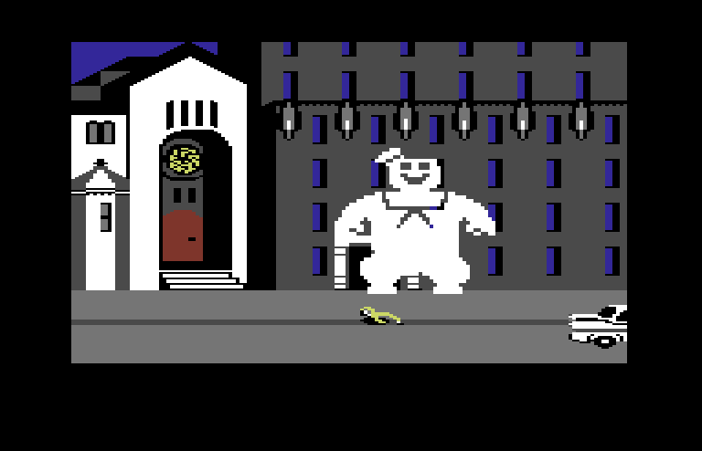Ghostbusters Commodore 64 Screenshot: Oops, I was squished!
