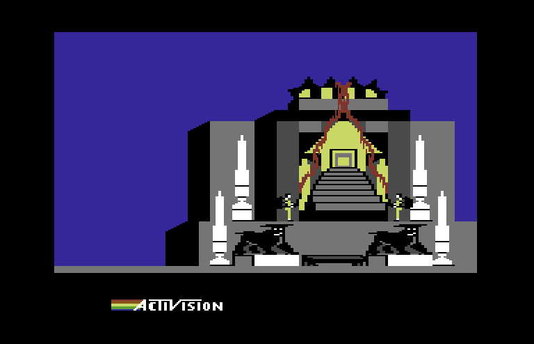 Ghostbusters Commodore 64 Screenshot: Closing the portal to the spirit world.