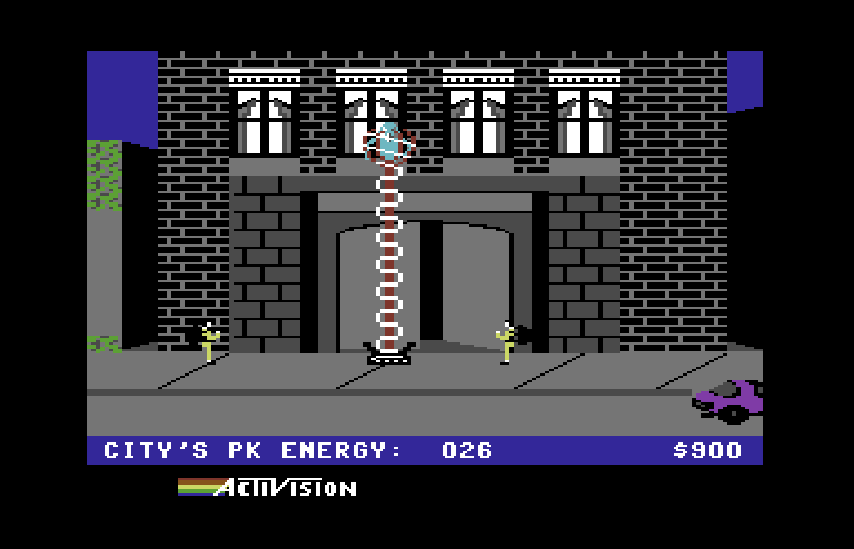 Ghostbusters Commodore 64 Screenshot: Another ghost caught!