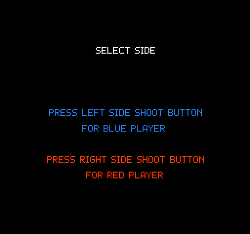Hat Trick Arcade Screenshot: Game start; first, select a side!