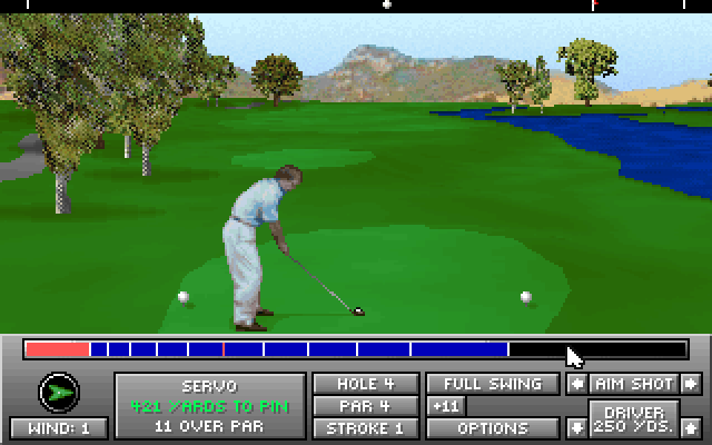 Jack Nicklaus Golf & Course Design: Signature Edition IBM PC/Compatibles Screenshot: Teeing off.