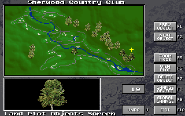 Jack Nicklaus Golf & Course Design: Signature Edition IBM PC/Compatibles Screenshot: Placing some trees on the course.