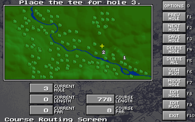 Jack Nicklaus Golf & Course Design: Signature Edition IBM PC/Compatibles Screenshot: A brand new course; placing the holes.