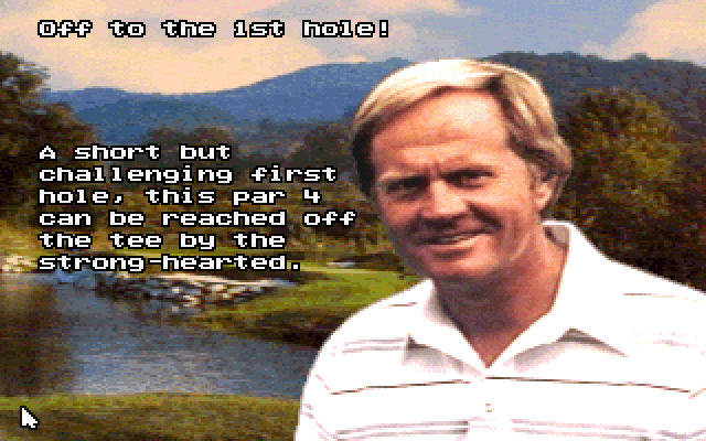 Jack Nicklaus Golf & Course Design: Signature Edition IBM PC/Compatibles Screenshot: Advice for the first hole.