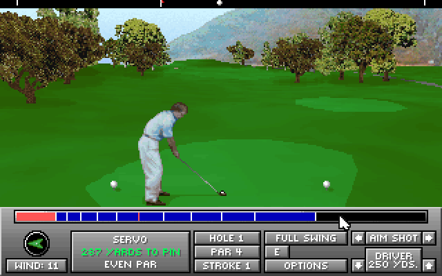 Jack Nicklaus Golf & Course Design: Signature Edition IBM PC/Compatibles Screenshot: Finally, we are ready to tee off.