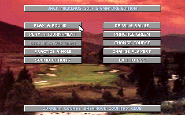 Jack Nicklaus Golf & Course Design: Signature Edition IBM PC/Compatibles Screenshot: The course options menu.
