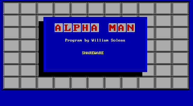 Alpha Man IBM PC/Compatibles Screenshot: Title screen.