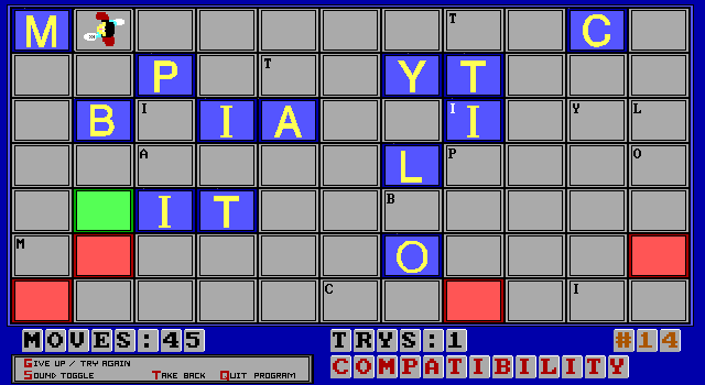 Alpha Man IBM PC/Compatibles Screenshot: A really long word; I already got myself stuck!