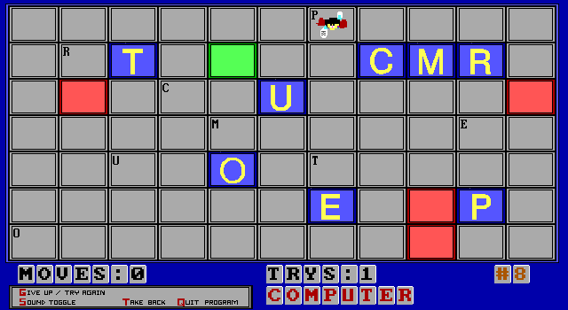 Alpha Man IBM PC/Compatibles Screenshot: Starting with a longer word makes the game more difficult.