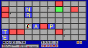 Alpha Man for IBM PC/Compatibles - Pushing blocks around; the "T" and the "E" are in place so far.