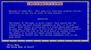 Alpha Man for IBM PC/Compatibles - First page of instructions.