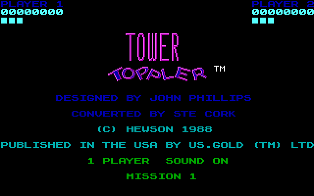 Tower Toppler IBM PC/Compatibles Screenshot: Main menu.