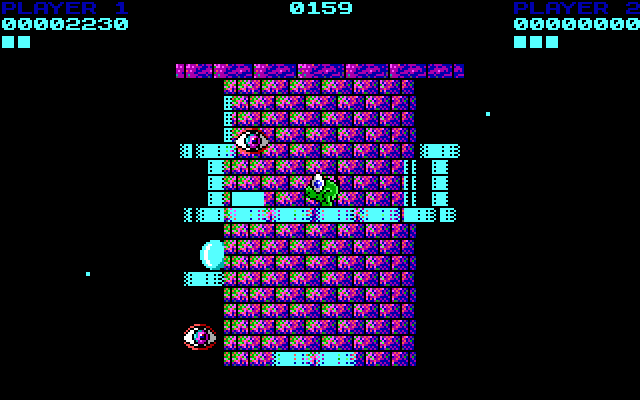 Tower Toppler IBM PC/Compatibles Screenshot: Watch out for the eyeballs.