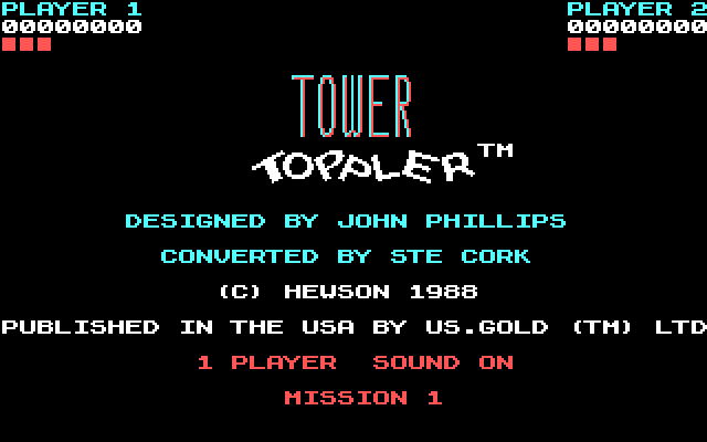 Tower Toppler IBM PC/Compatibles Screenshot: Main menu.